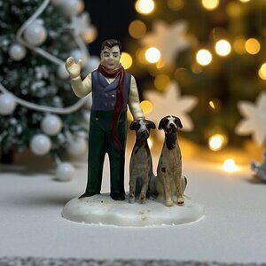 Dept 56 Vision of a Christmas Past -Man/Dogs Dickens Village Loose Figurine 1993